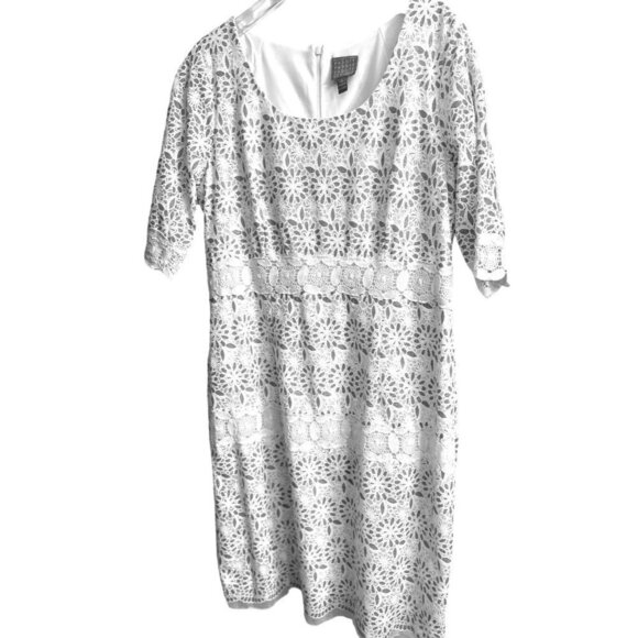 Rabbit Rabbit Rabbit Women's White and Sky Blue Laced Dress Size 16 Sku 2292 - Picture 11 of 16